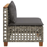 Garden Sofa Armless with Cushions Grey Poly Rattan