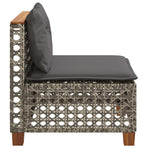 Garden Sofa Armless with Cushions Grey Poly Rattan