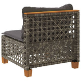 Garden Sofa Armless with Cushions Grey Poly Rattan - Rear View