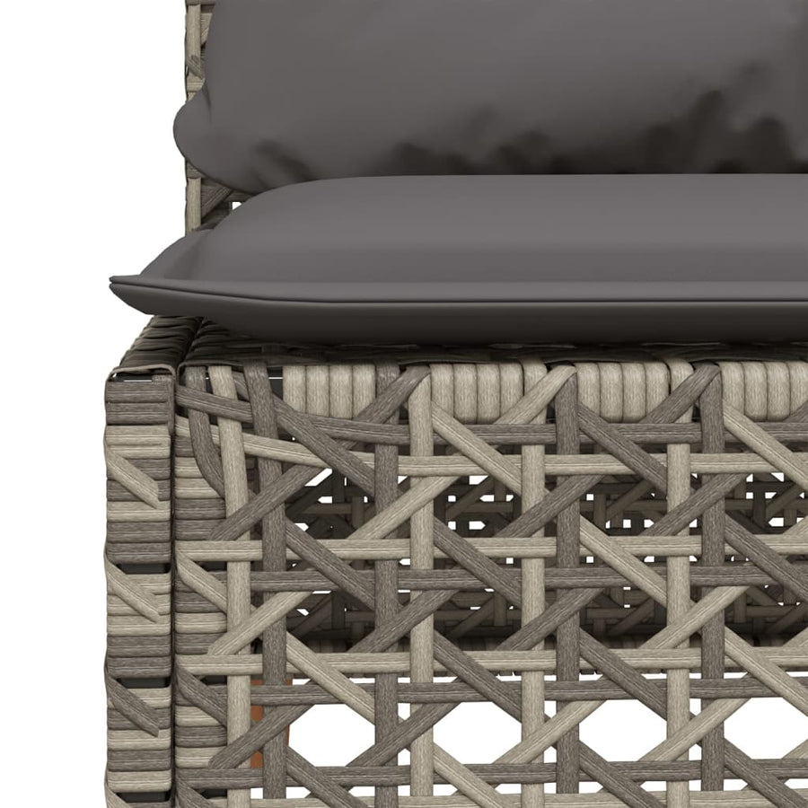 Garden Sofa Armless with Cushions Grey Poly Rattan