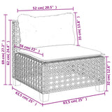 Garden Sofa Armless with Cushions Grey Poly Rattan - Extra Image