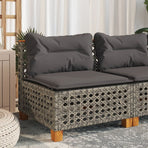 Garden Sofa Armless with Cushions Grey Poly Rattan