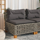 Garden Sofa Armless with Cushions Grey Poly Rattan