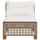Garden Sofa Armless with Cushions Beige Poly Rattan