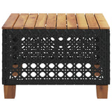 Garden Table Black 55x55x36 cm Poly Rattan Acacia Wood