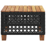 Garden Table Black 55x55x36 cm Poly Rattan Acacia Wood - 45-Degree Angle