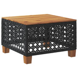 Garden Table Black 55x55x36 cm Poly Rattan Acacia Wood - Rear View