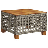 Garden Table Grey 55x55x36 cm Poly Rattan Acacia Wood - Front View