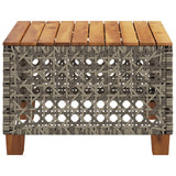 Garden Table Grey 55x55x36 cm Poly Rattan Acacia Wood - 45-Degree Angle