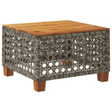 Garden Table Grey 55x55x36 cm Poly Rattan Acacia Wood - Rear View