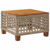 Garden Table Beige 55x55x36 cm Poly Rattan Acacia Wood - Front View