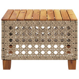 Garden Table Beige 55x55x36 cm Poly Rattan Acacia Wood - 45-Degree Angle