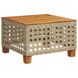 Garden Table Beige 55x55x36 cm Poly Rattan Acacia Wood - Rear View