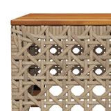 Garden Table Beige 55x55x36 cm Poly Rattan Acacia Wood - Close-Up Angle