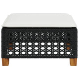 Garden Stool with Cushion Black 63.5x56x32 cm Poly Rattan - Top-Down View