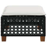 Garden Stool with Cushion Black 63.5x56x32 cm Poly Rattan