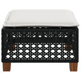 Garden Stool with Cushion Black 63.5x56x32 cm Poly Rattan - 45-Degree Angle