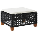Garden Stool with Cushion Black 63.5x56x32 cm Poly Rattan - Rear View