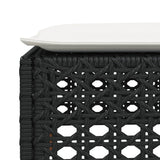 Garden Stool with Cushion Black 63.5x56x32 cm Poly Rattan - Close-Up Angle
