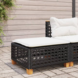 Garden Stool with Cushion Black 63.5x56x32 cm Poly Rattan