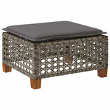 Garden Stool with Cushion Grey 63.5x56x32 cm Poly Rattan - Rear View