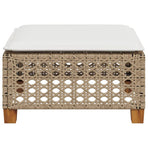Garden Stool with Cushion Beige 63.5x56x32 cm Poly Rattan