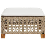 Garden Stool with Cushion Beige 63.5x56x32 cm Poly Rattan - Top-Down View