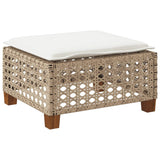 Garden Stool with Cushion Beige 63.5x56x32 cm Poly Rattan - Rear View