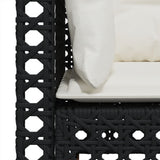 Garden Sofas Corner with Cushions 2 pcs Black Poly Rattan - Close-Up Angle