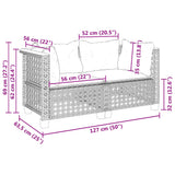 Garden Sofas Corner with Cushions 2 pcs Black Poly Rattan