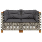 Garden Sofas Corner with Cushions 2 pcs Grey Poly Rattan - Top-Down View