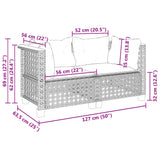 Garden Sofas Corner with Cushions 2 pcs Grey Poly Rattan - Low Angle