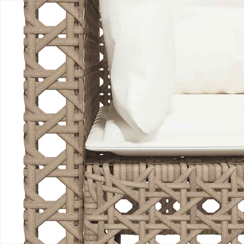 Garden Sofas Corner with Cushions 2 pcs Beige Poly Rattan