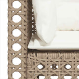 Garden Sofas Corner with Cushions 2 pcs Beige Poly Rattan - Close-Up Angle