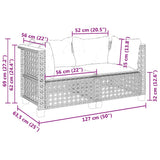 Garden Sofas Corner with Cushions 2 pcs Beige Poly Rattan