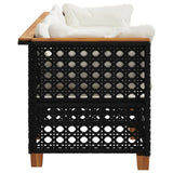 Garden Sofa with Cushions 3-Seater Black Poly Rattan - 45-Degree Angle