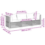 Garden Sofa with Cushions 3-Seater Black Poly Rattan - Low Angle