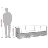 Garden Sofa with Cushions 3-Seater Black Poly Rattan - Extra Image