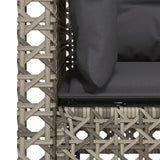 Garden Sofa with Cushions 3-Seater Grey Poly Rattan - Close-Up Angle