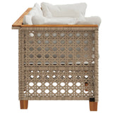 Garden Sofa with Cushions 3-Seater Beige Poly Rattan - 45-Degree Angle