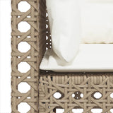 Garden Sofa with Cushions 3-Seater Beige Poly Rattan - Close-Up Angle