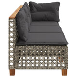 Garden Sofa with Cushions 3-Seater Grey Poly Rattan