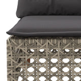 Garden Sofa with Cushions 3-Seater Grey Poly Rattan - Close-Up Angle