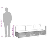 Garden Sofa with Cushions 3-Seater Grey Poly Rattan - Extra Image
