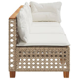 Garden Sofa with Cushions 3-Seater Beige Poly Rattan - 45-Degree Angle