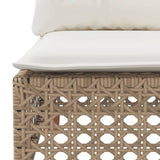Garden Sofa with Cushions 3-Seater Beige Poly Rattan - Close-Up Angle