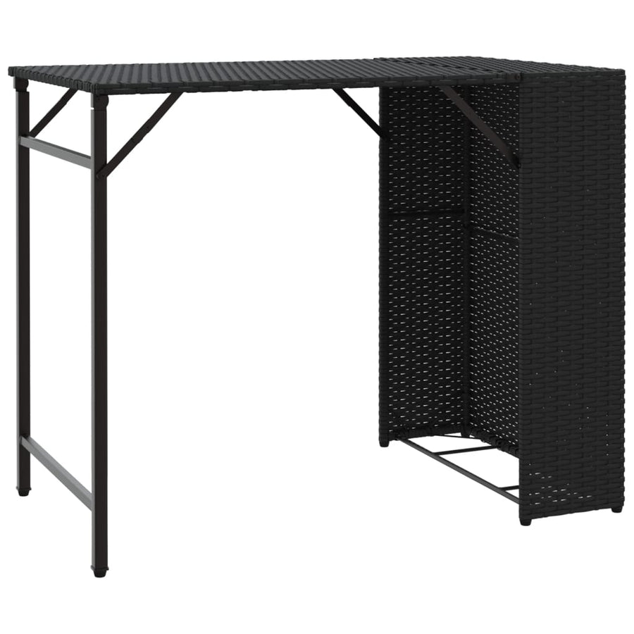 5 Piece Garden Camping Set Foldable Black Poly Rattan