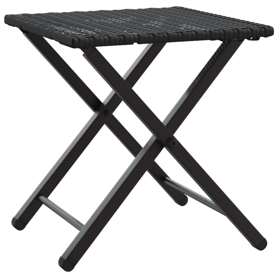 5 Piece Garden Camping Set Foldable Black Poly Rattan