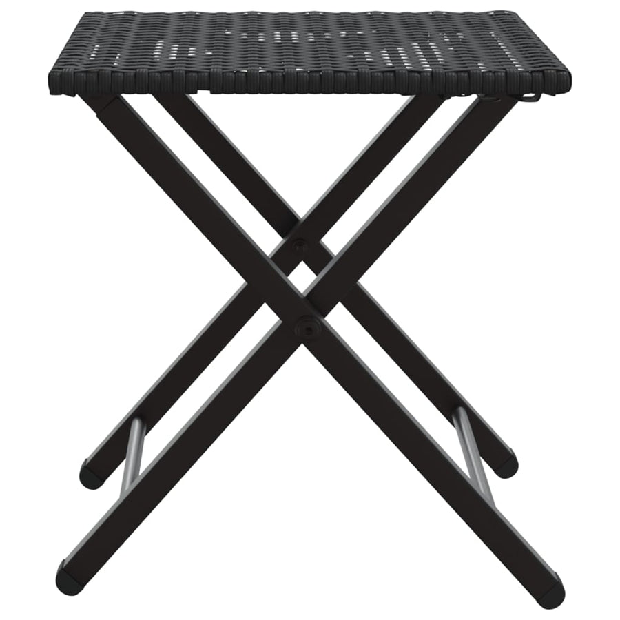 5 Piece Garden Camping Set Foldable Black Poly Rattan