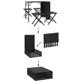 5 Piece Garden Dining Set Foldable Black Poly Rattan - Low Angle